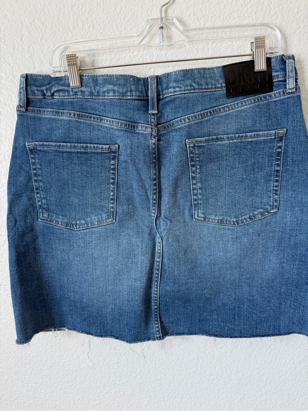 DKNY Jeans Blue Denim Skirt with Yellow Topstitching 12/31 - Picture 3 of 6
